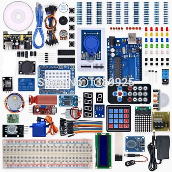 Il Kit di avviamento più completo per il progetto Arduino UNO R3 con Tutorial, motore passo-passo, sensore a ultrasuoni, cavo Jumper