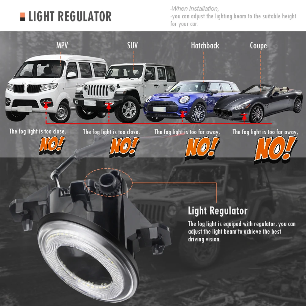 2in1 Car Right + Left LED Fog Light Assembly Angel Eye Daytime Running Lamp DRL 30W 8000LM 12V For Nissan X-Trail T30 2001-2006