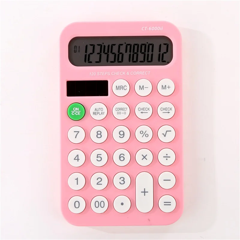 Mini Calculadora profesional con pantalla de 12 dígitos, fuente de alimentación Dual, Linda Calculadora de dulces, Solar, Hesap, Solaire