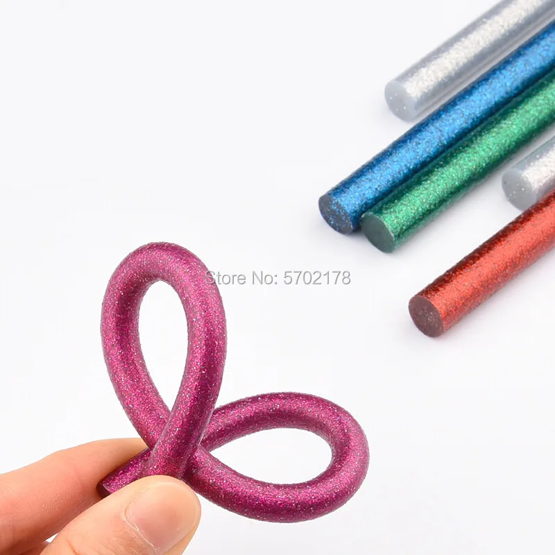 10 sztuk/zestaw kolorowy klej termotopliwy w sztyftach 7mm klej Assorted klej z brokatem kije profesjonalne dla Craft