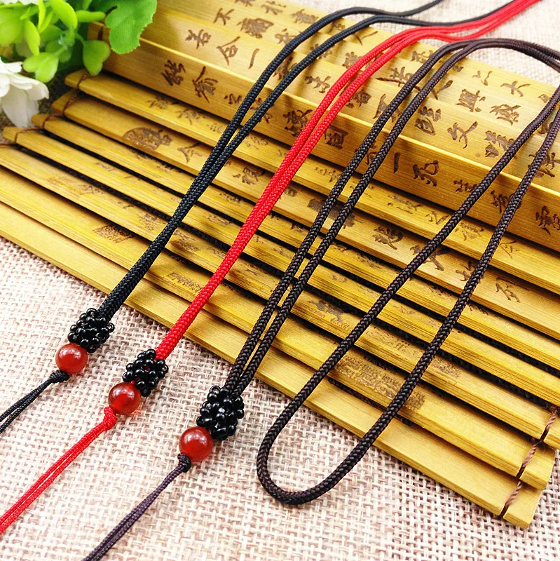 3pcs Hand Knited Necklace Silk Thread Knot Cord For Pendant- Red Agate Beads Cap