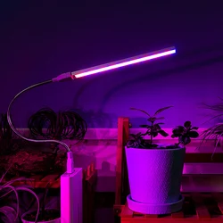 Luz de cultivo de espectro completo DC5V USB, 3W, 14LED, 5W, 27led, lámpara Flexible para cultivo de plantas, luces Phyto USB rojo y azul para plantas de flores de interior