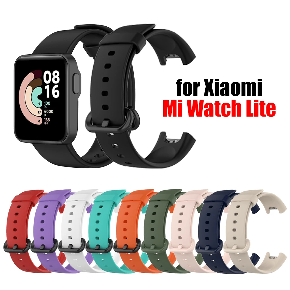 For Xiaomi Mi Watch Lite Silicone Strap Solid Color Watchbands Bracelet Bands