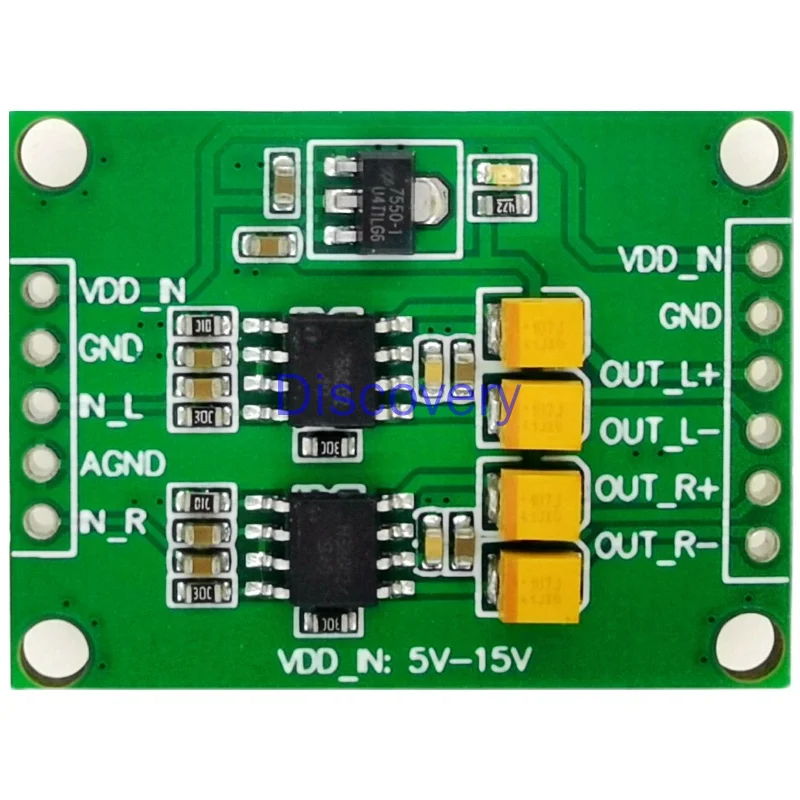 Audio Single-ended Analog Input to Differential Balanced Analog Output Module Conversion Board