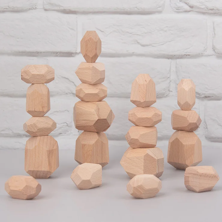 Kinderen Houten Gekleurde Steen Bouwsteen Educatief Speelgoed Creatieve Nordic Stijl Stapelen Spel Regenboog Houten Speelgoed Gift