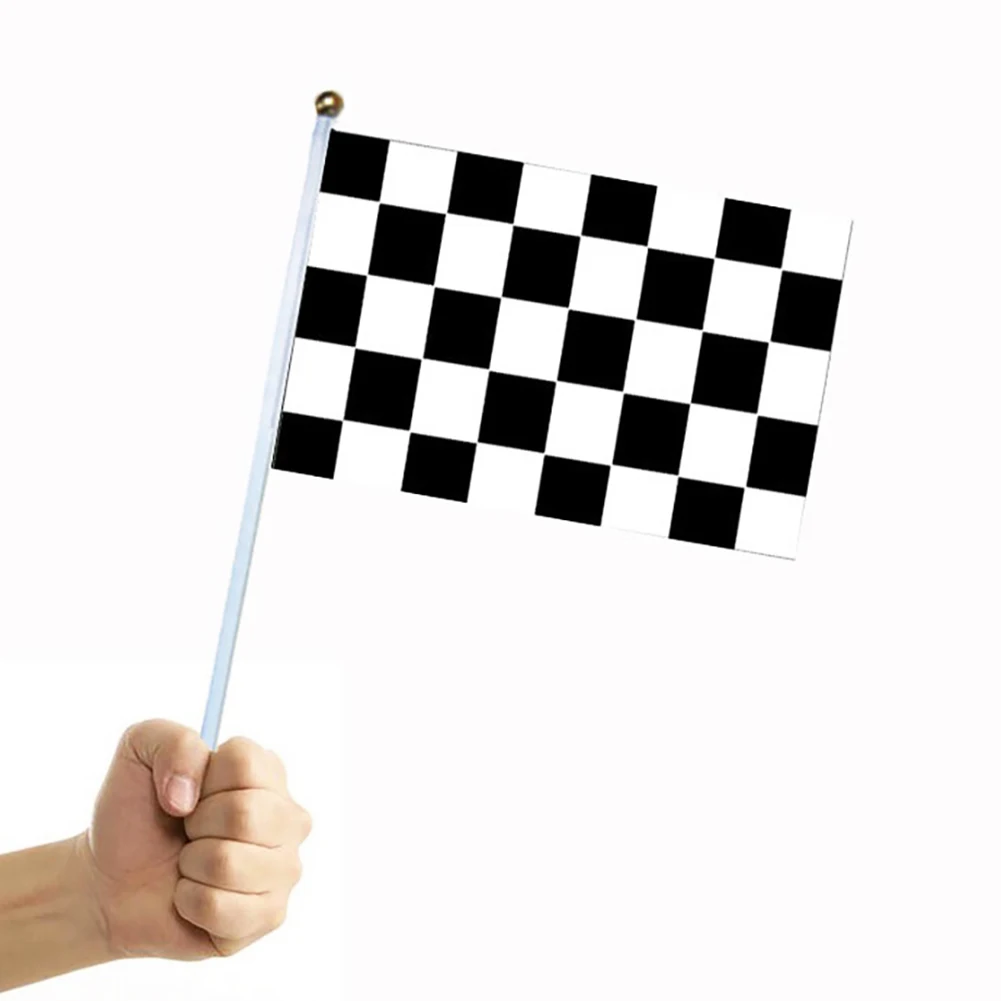 Racing Black White Racing Flag Car Motorcycle Checkered Flag Banners Handhold FlagFor F1 Formula Celebration Craft Deco