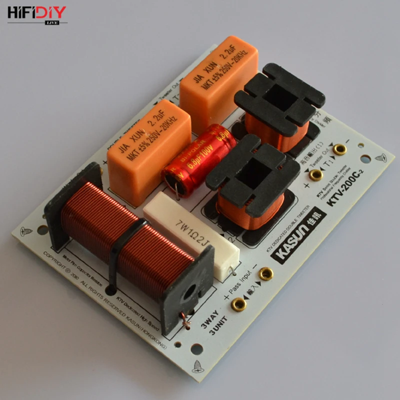HIFIDIY KTV-200C 2 Way 3 speaker Double treble (Tweeter*2+ bass) Unit HiFi KTV Speakers audio Frequency Divider Crossover Filter