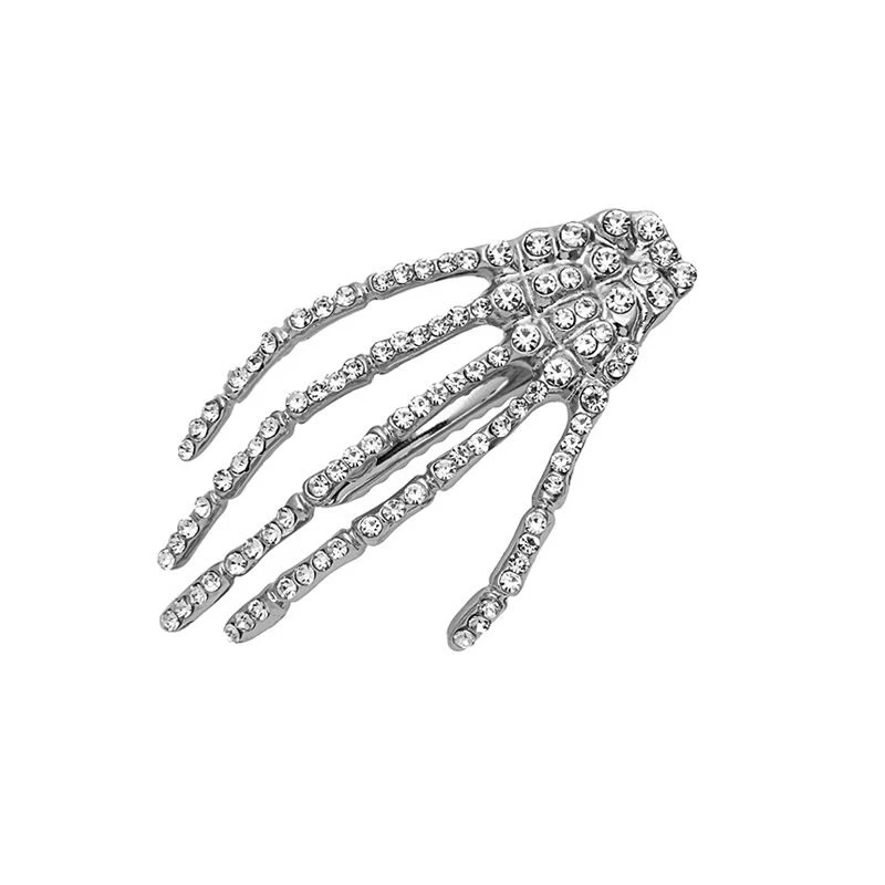 Silver Color Claw Skull Hand Hair Clip Hairpin Zombie Punk Horror Bobby Pin Barrette Women Girls Fashion Hair Accessories