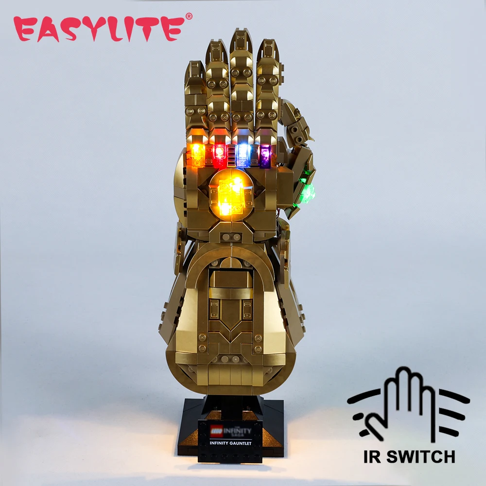 EASYLITE No Building Blocks LED Light Set For 76191 Infinity Gauntlet Gloves Collectible Model Bricks DIY Toys Only Lighting Kit