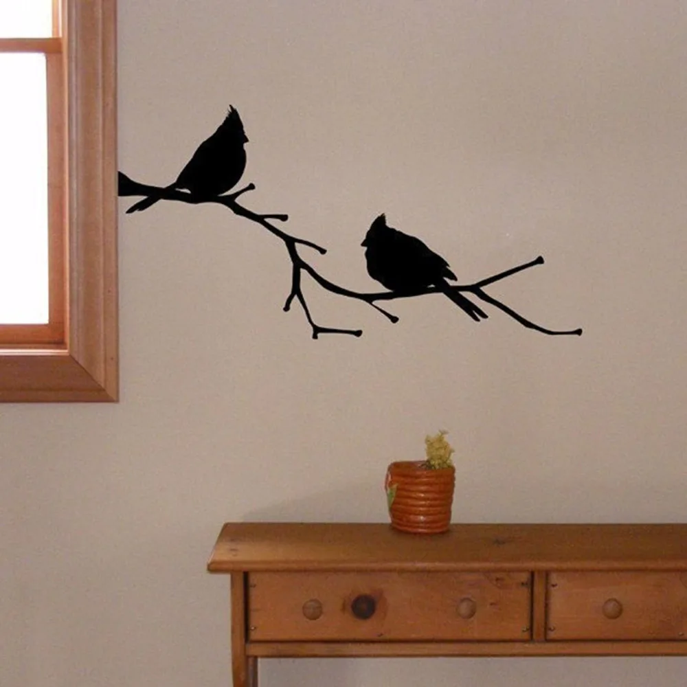 Cardinals on a Branch Vinyl Wall Decal Nature Stickers State Bird Home Decoration Accessories For Living Room Book Room C323