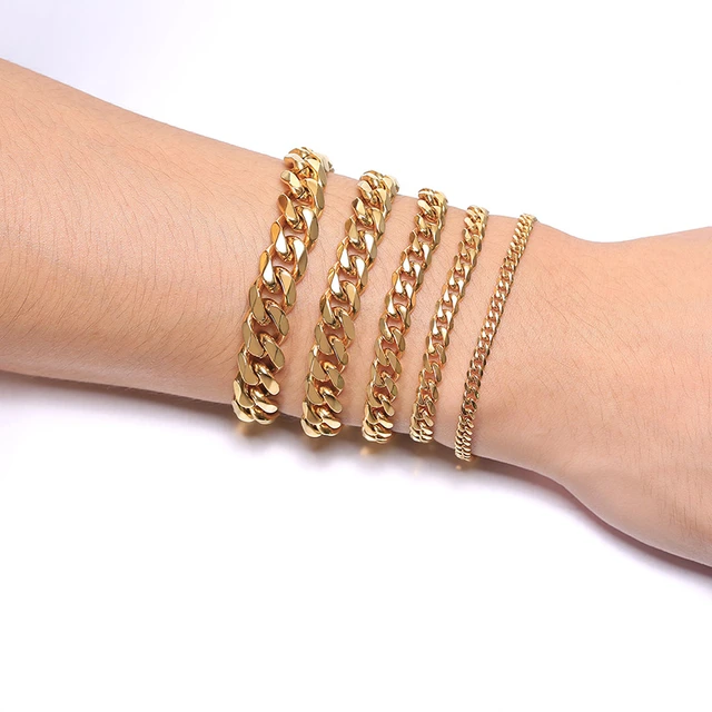 3-11mm Chunky Miami Curb Chain Bracelet for Men, Stainless Steel 4