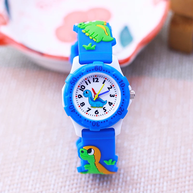 Orologio al quarzo per bambini di marca di moda Orologio da polso per bambini impermeabile con quadrante rotante per dinosauro per ragazzi e ragazze Orologio da polso per studenti 4 COLORI