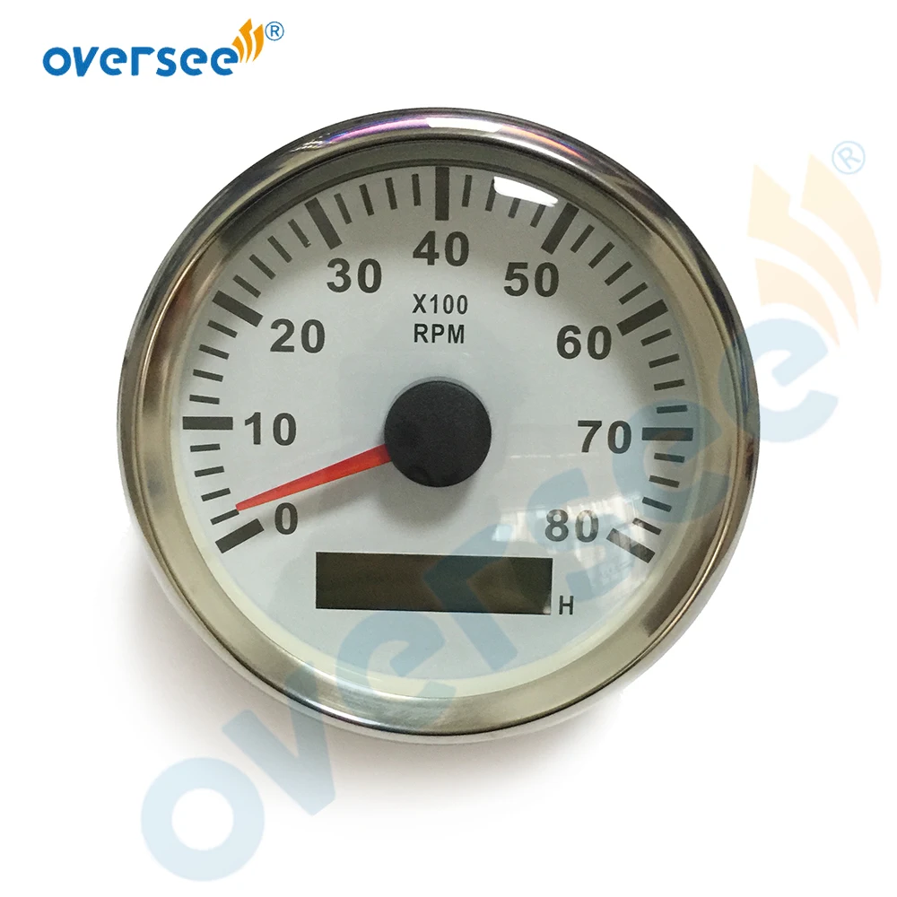 OVERSEE 3.5 Inches 85MM Tachometer with LCD Hourmeter White Color 8000 RPM with Light Inside