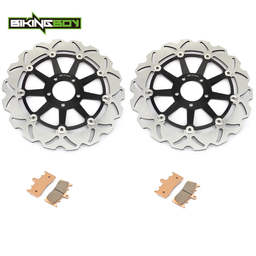 BIKINGBOY Front Brake Discs Disks Rotors + Pads Ninja ZX7R 96-03 98 ZX9R 96 97 ZX12R 00-03 01 Mean Streak VN1500 02 03 VN1600 04