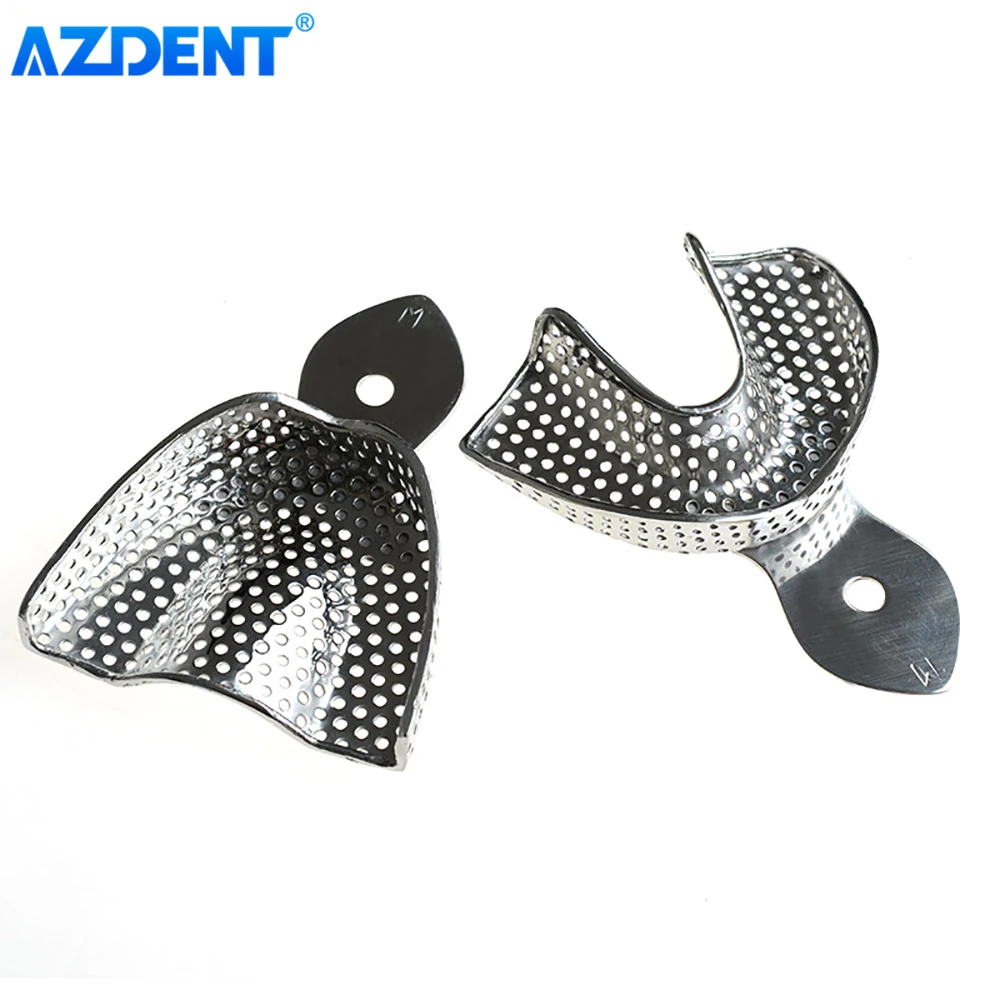 6pcs Dental Impression Tray AZDENT Stainless Steel Teeth Trays Autoclavable Instrument Dentist Tools Lab Large Small Middle Size