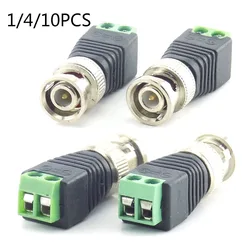 1/4/10pcs DC BNC Male Connector Surveillance Plug Accessories Video Balun System Security Adapter Coax CAT5 for CCTV Camera