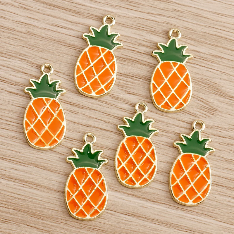 10 teile/los Emaille Charms für Ohrringe Anhänger Halsketten Obst Erdbeere Ananas Banane Orange Charms Handgemachte Schmuck Machen – Detail 8