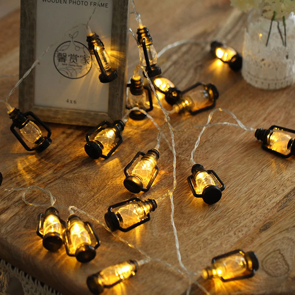 40/20/10leds Christmas Kerosene Lamp Lantern Hanging Light String for Wedding Halloween Bar Home Party Indoor Outdoor Decoration