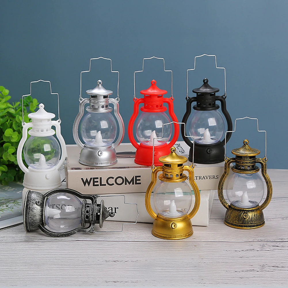 Retro Classic Kerosene Lamp Chinese Style Portable LED Lantern Lights Antique Ornament LED Table Lamp Festival Indoor Decoration