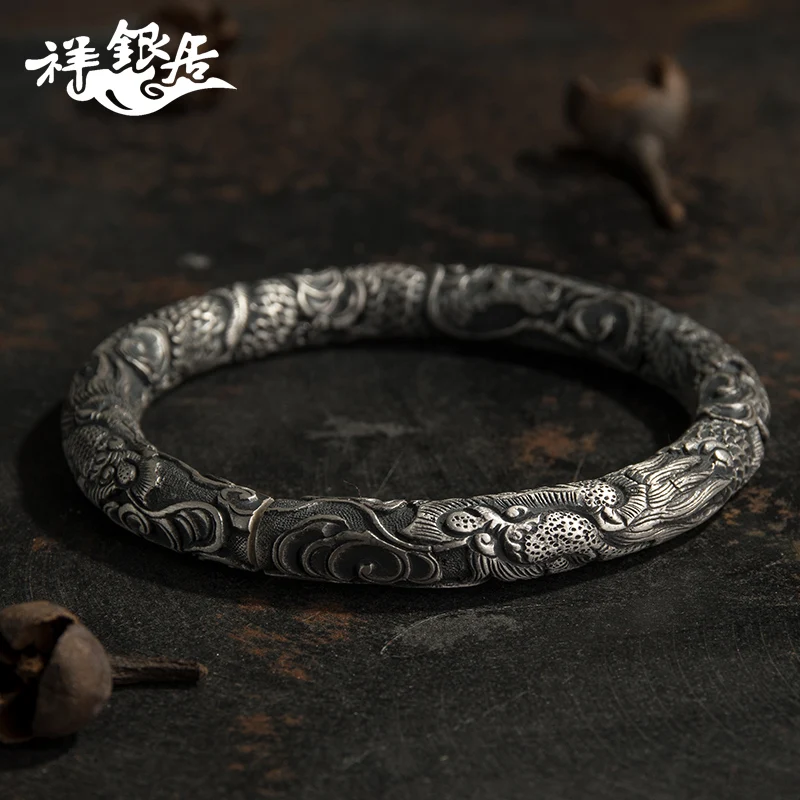 ★xiangyun silver bracelet in 999 sterling silver female national wind old thousand foot bracelet sent mother silver