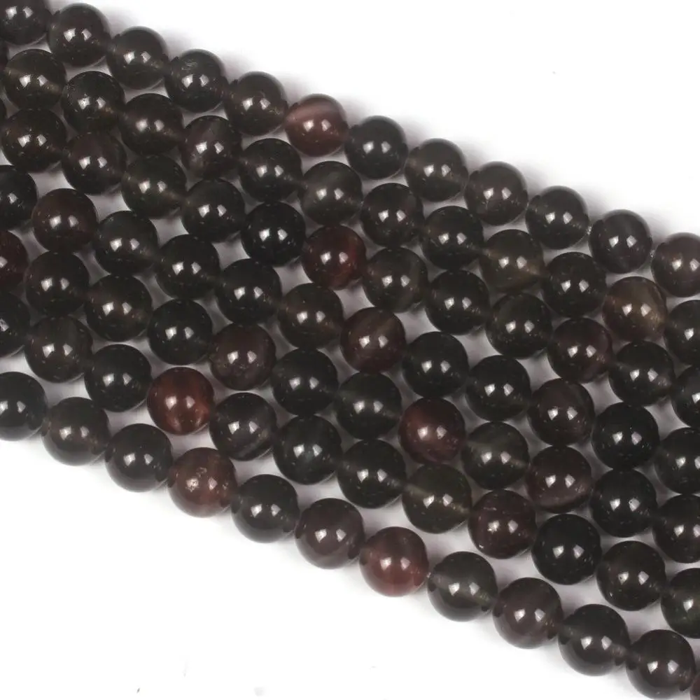 Natural Round Black Moonstone  Gemstone Loose Beads 6mm 8mm For Necklace Bracelet DIY Jewelry Making 15inch Strand