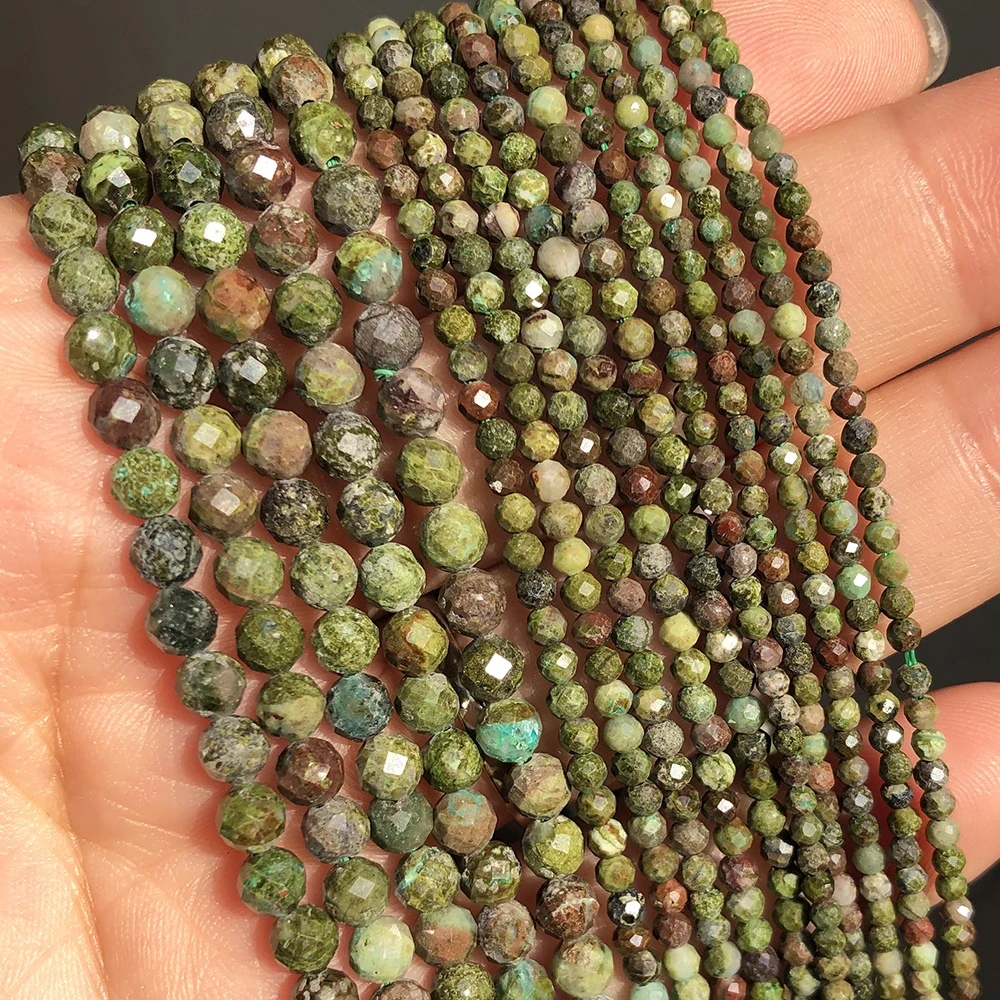 Natürliche facettierte bunte Turmalin-Steinperlen, runde lose Distanzperlen für Schmuckherstellung, DIY-Armband-Zubehör, 15 Zoll, 2, 3, 4 mm