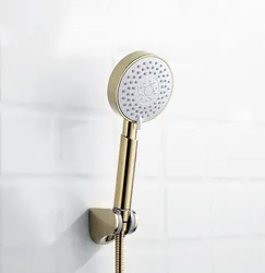 brushed gold shower with Handheld Shower Head Rotatable Holder black Shower Hose Bathroom Accessories holder TH090