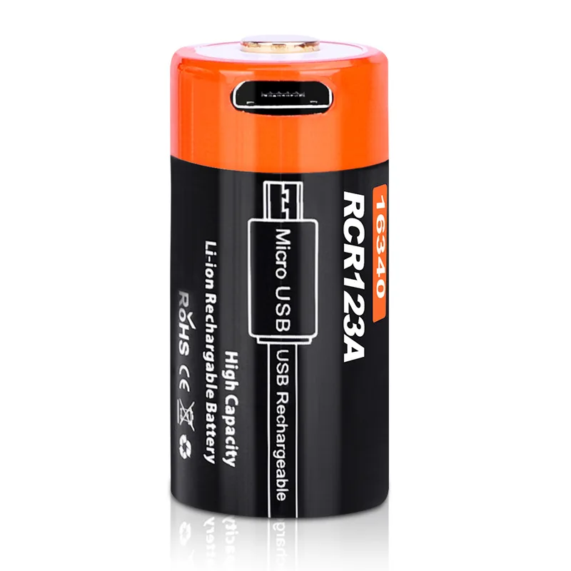 3 PCS. Doublepow 16340 Lithium Battery 3.7V 650mAh Bright Flashlight CR123A Battery USB Rechargeable Batteries