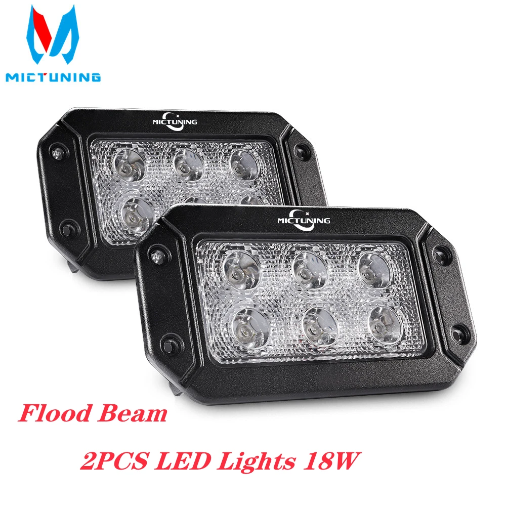 

MICTUNING 2PCS 18W Flood Spot LED Lights LED Work Light Bars Driving Fog Light Flush Mount Pods For SUV Boat Truck Jeep ATV UTV