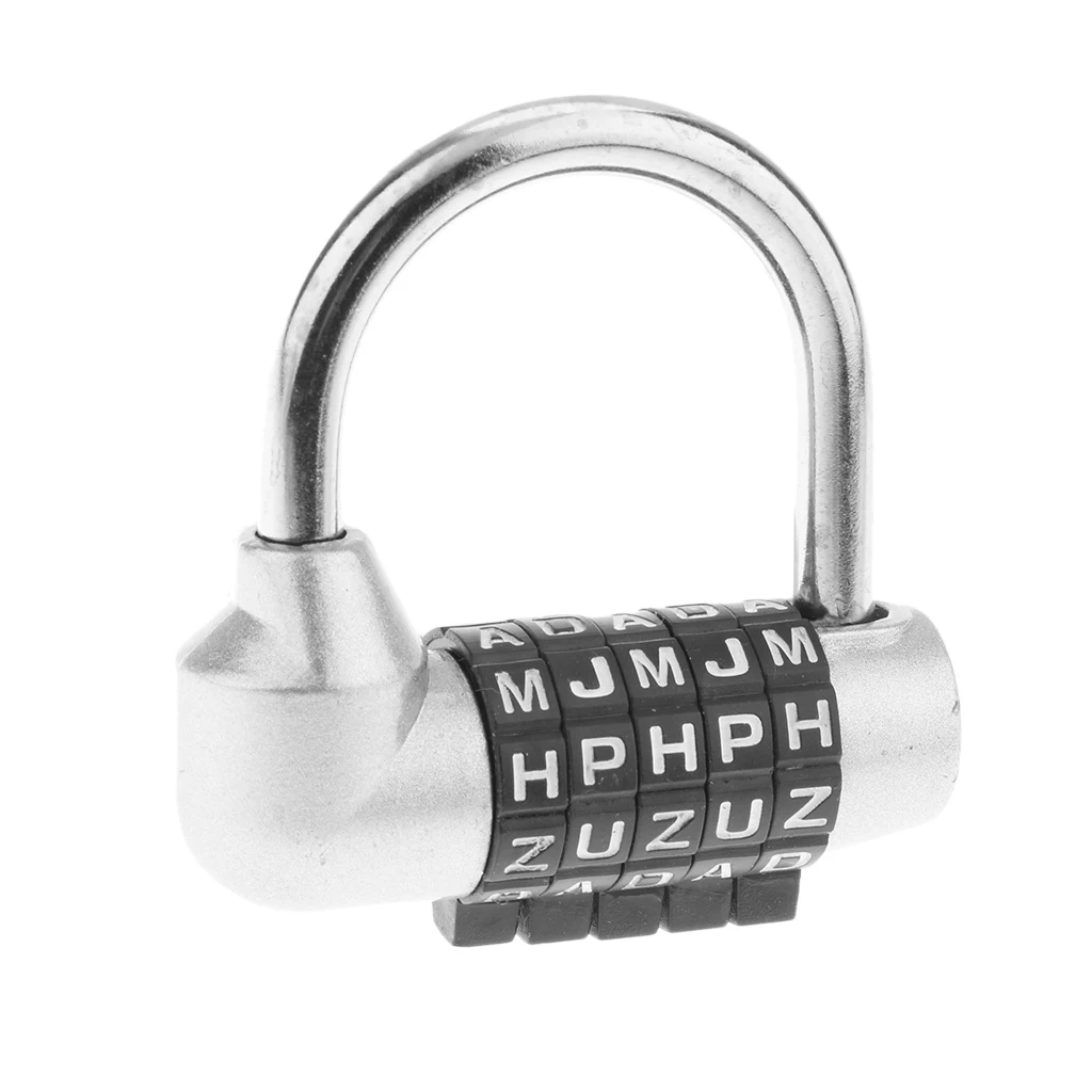 Zinc Alloy 5 Dial Letters Combination Padlock Code Password Lock for Travel