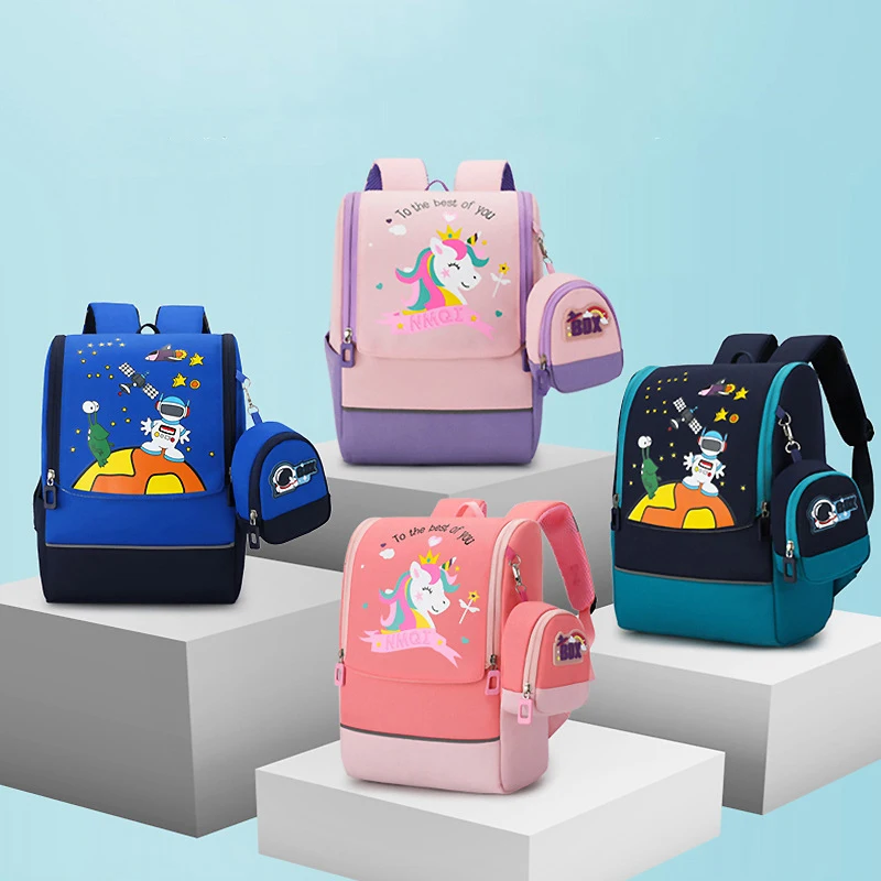 Backpack Children's Kindergarten Primary School Pupils Cartoon Schoolbag +Coin Purse 4-8 Years Old Space Series Bag