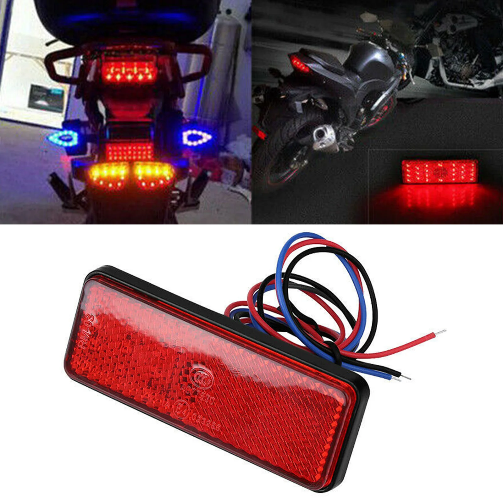 Motorcycle LED Brake Light Rear Light Brake LED Reflector Motorbike Stop Light Moto Tail Light 12V Motorcycle Signal Lamp Motor