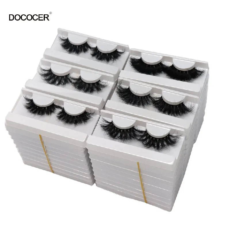 DOCOCER Mink Lashes Wholesale Eyelashes Bulk 5/30/50 Pairs Soft Fluffy Messy Natural Mink Lashes Makeup Mink Eyelashes