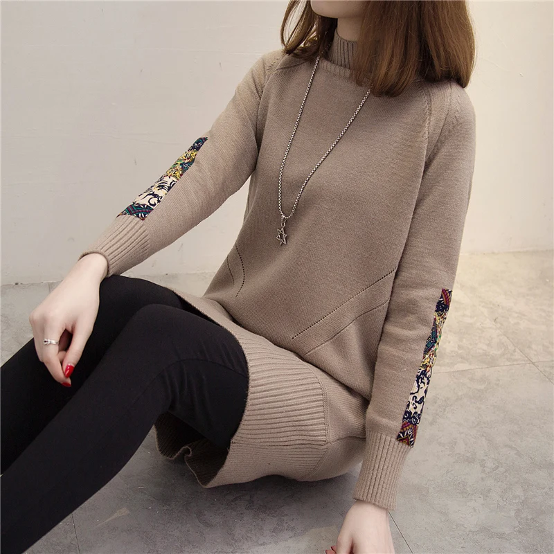 New Long Sweaters Women 2023 Autumn Winter Korean Half-high collar Clothes For Female Pullover Warm Knitting Solid Sweaters