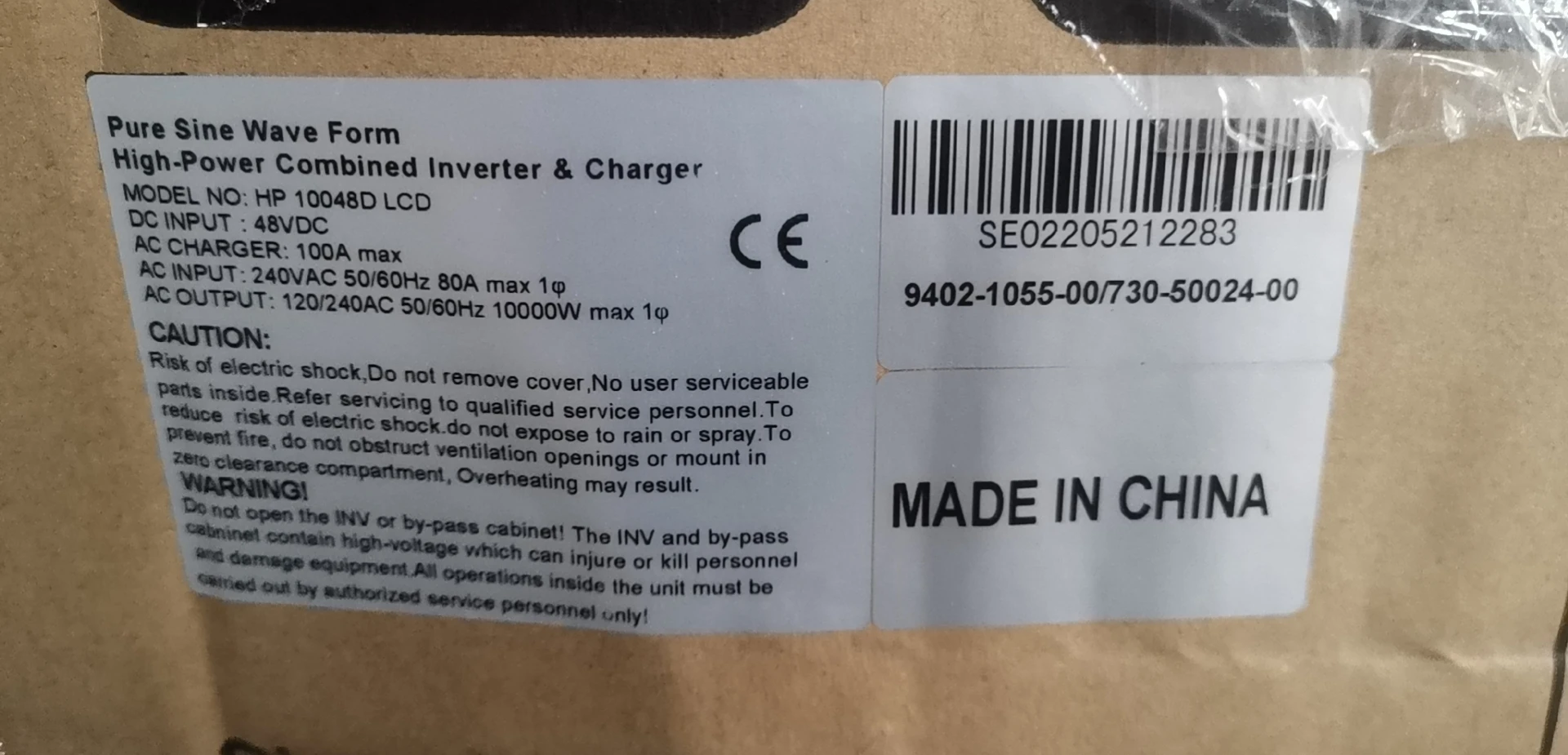 10 kW Wechselrichter, 100 A, Batterieladegerät, integrierte Niederfrequenz, 48 V, AC120 und 240 V, geteilter Phase, Dual-Ausgang, netzunabhängiges US-Lager