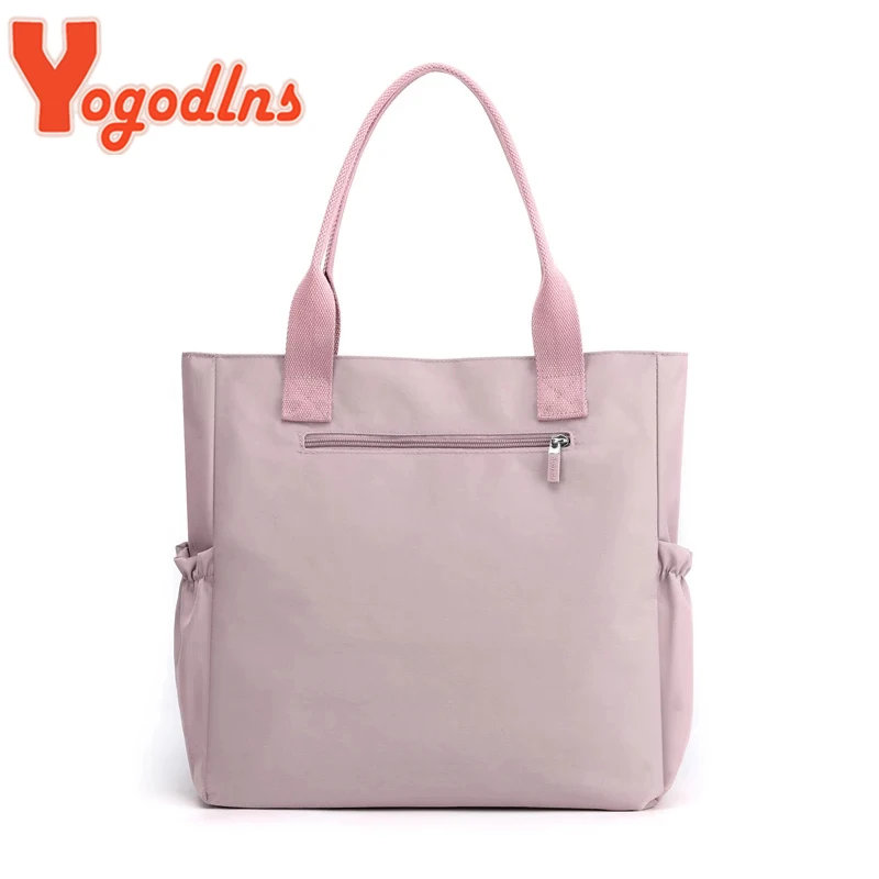 Warterproof Nylon Shoulder Bag Female Large Capcity Tote Bag Fashion Handle Bag Shopping Bag Travel Handbag and Purse B