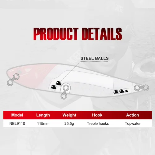 Imagen 2 del producto Noeby 115F 25,5g Topwater Pencil Dog Walker Señuelos de pesca cebo duro Artificial para Lucio lubina Señuelos de pesca de agua salada