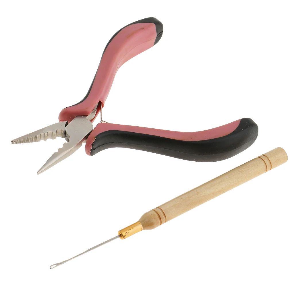 

Hair Extension Remove Pliers + Pulling Hook Tool Kits for Silicone Micro Rings Beads Loops