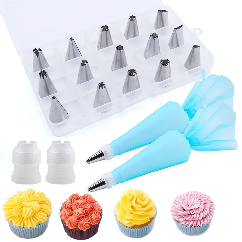 19 Pcs Cake Decorating Tools With Box Pastry Bag Supplies Cupcake for Cake Baking Confectionery Sleeve Stainless Steel