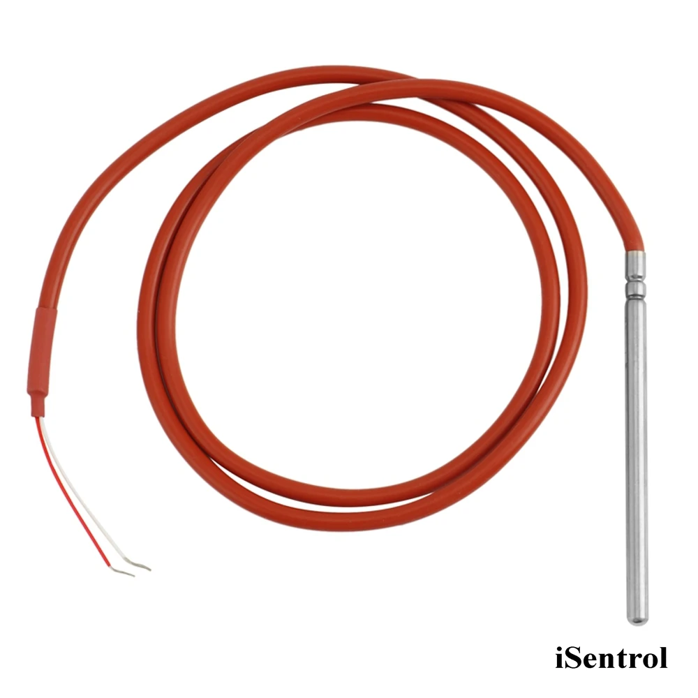 Sensor de temperatura PT1000 de 2 cables, termistor recubierto de Gel de silicona, sonda de 1 metro, 6mm x 100mm -50-200 centígrados, RTDs