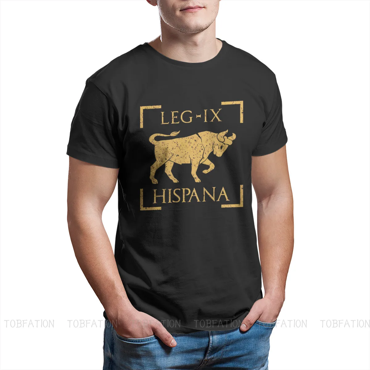 Ancient Rome TShirt for Men Legio IX Hispana Taurus Emblem Basic Casual Tee T Shirt Novelty Trendy Loose