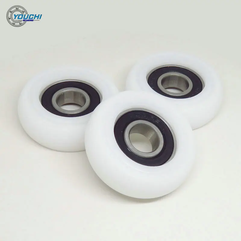 OD 45mm Plastic Coated Bearing Rollers With 6001 Bearing 12x45x14mm BSR600145-14 Nylon Pulleys For Fruit Sorting Machines