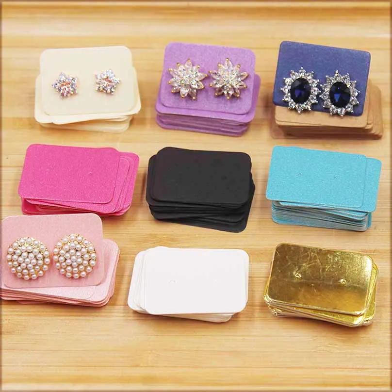 Etiqueta de regalo 100 Uds color colorido 3,5x2,5 cm pendiente paquete de papel tarjeta DIY pequeño pendiente tarjeta blanco kraft rosa tarjeta de papel
