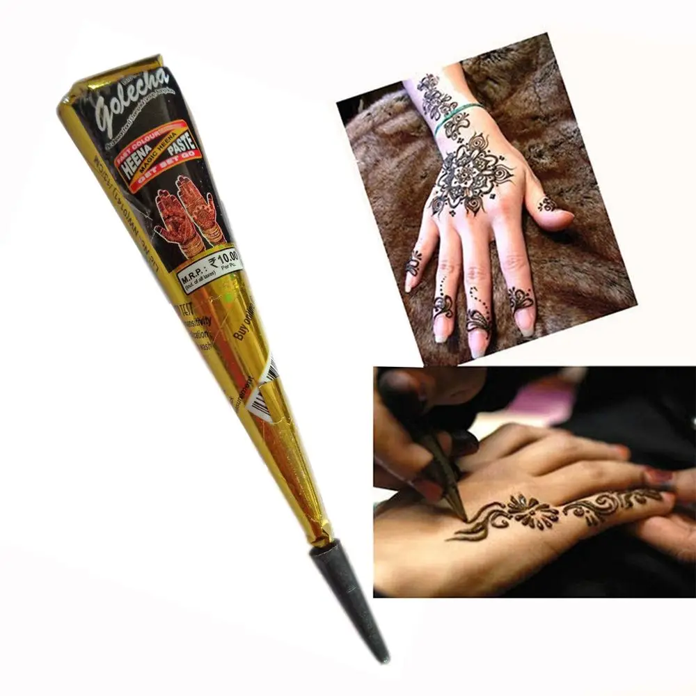 Pasta de tatuaje de Henna, conos indios para tatuaje temporal, pintura corporal, cono de crema artística, venta al por mayor, negro, blanco, marrón,