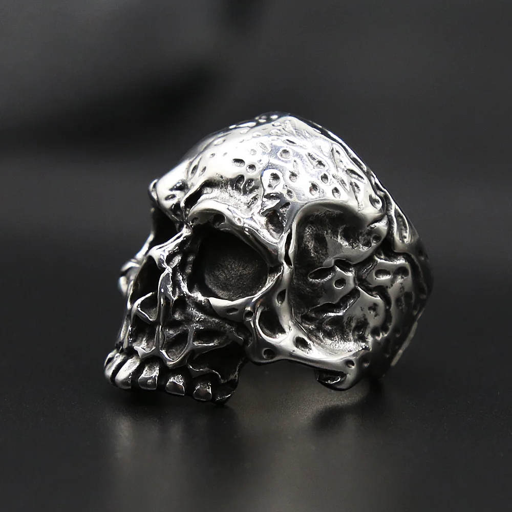 Gothic 316L Stainless Steel Skull Ring Jewelry Punk Retro Skull Biker Ring For Men Dropshipping Store view 4