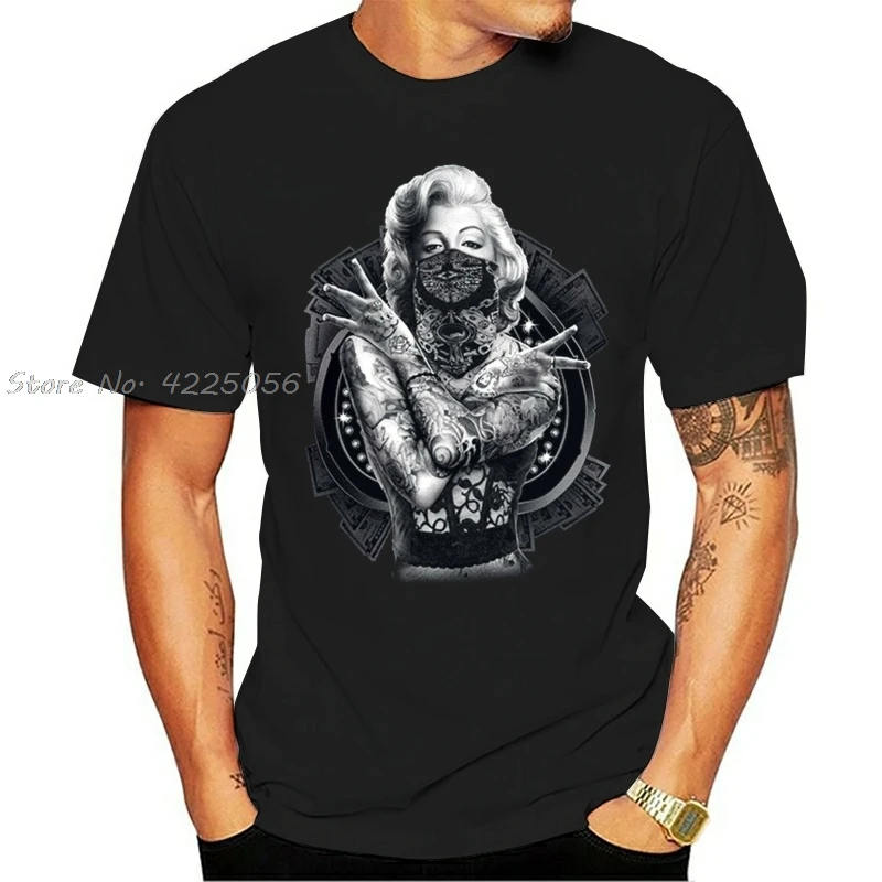 Men Cotton T Shirt Outlaw Pop Art Tattoo Gangster Print T-shirt Summer O-neck Tshirt Hip Hop Tees Top Streetwear