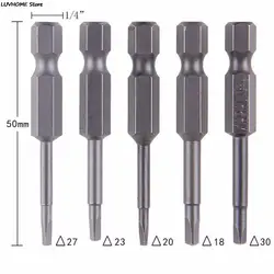 5Pcs/Set Anti Slip Magnetic Triangle Head Screwdriver Bit 1/4