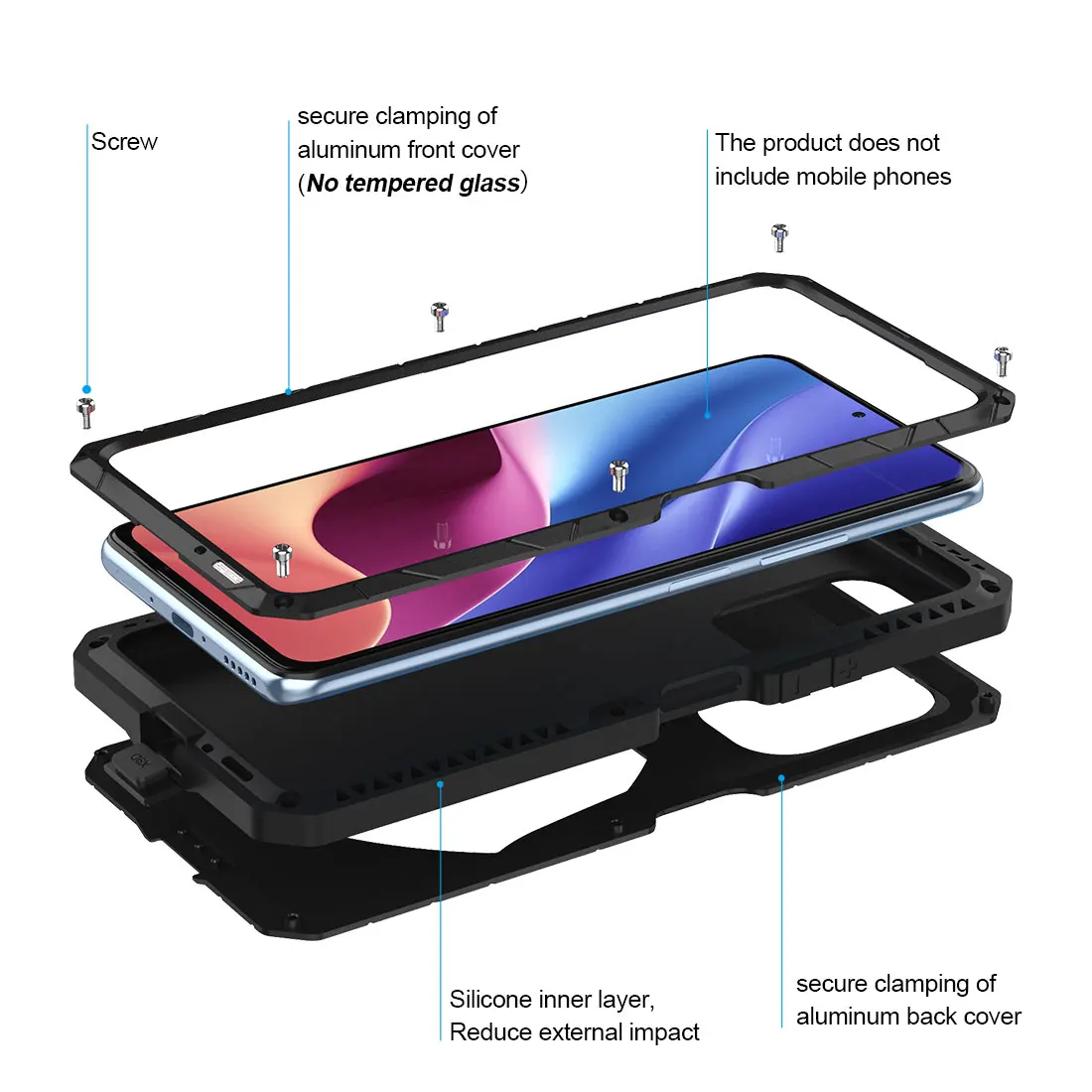 For Xiaomi Redmi K40 Poco F3 Case Hard Aluminum Metal Heavy Duty Protection for Redmi K40 Poco F3 Cover Funda Phone Accessories