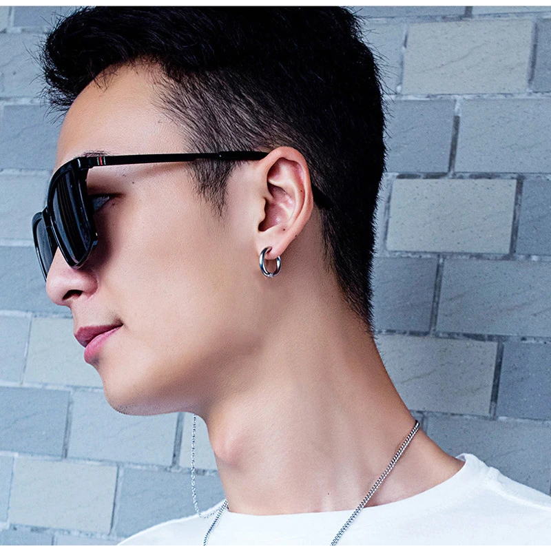 Fake Hoops Men\'s Stainless Steel Painless Clip on Ear Earrings for Teens Women Male Punk Cool Stuff Non Piercing Without Holes