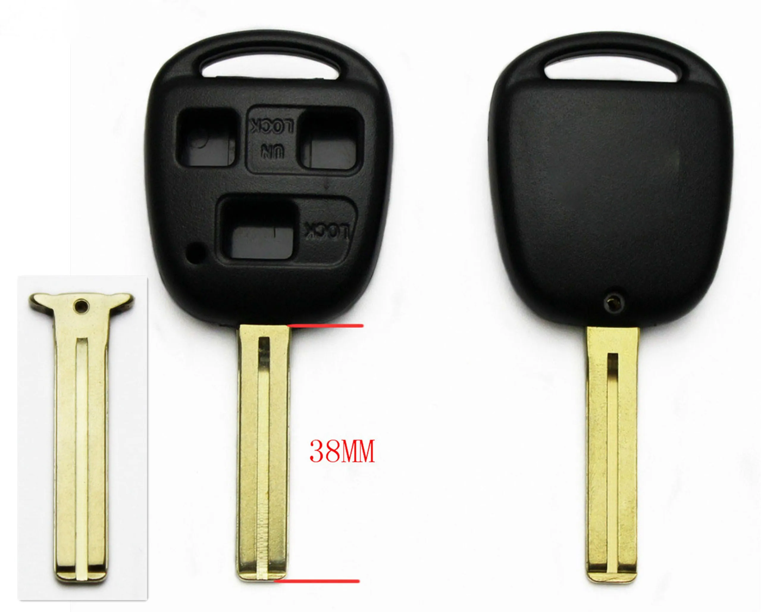 100PCS 3 Buttons Remote Key Shell for Lexus With TOY48 Short Key Blade 38MM with T Shape Blade